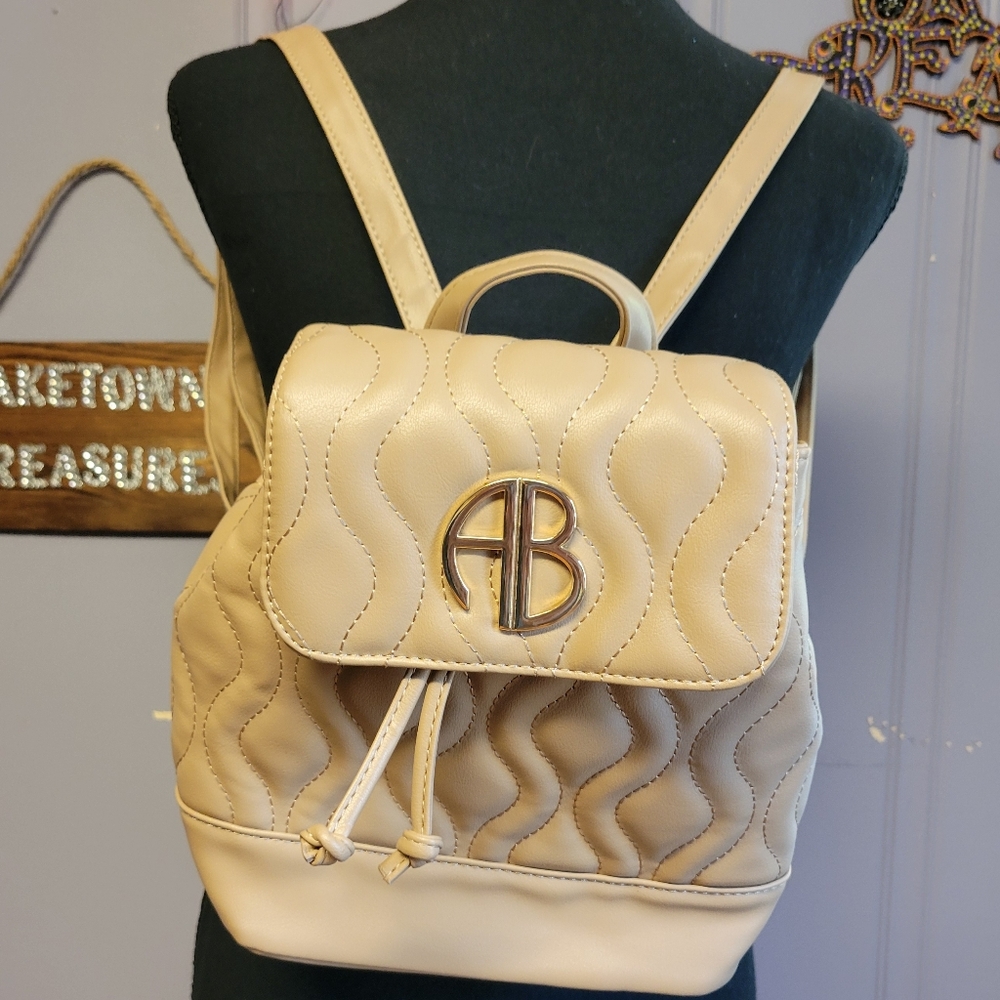 Alexis Bendel Beige Quilted Women's Backpack